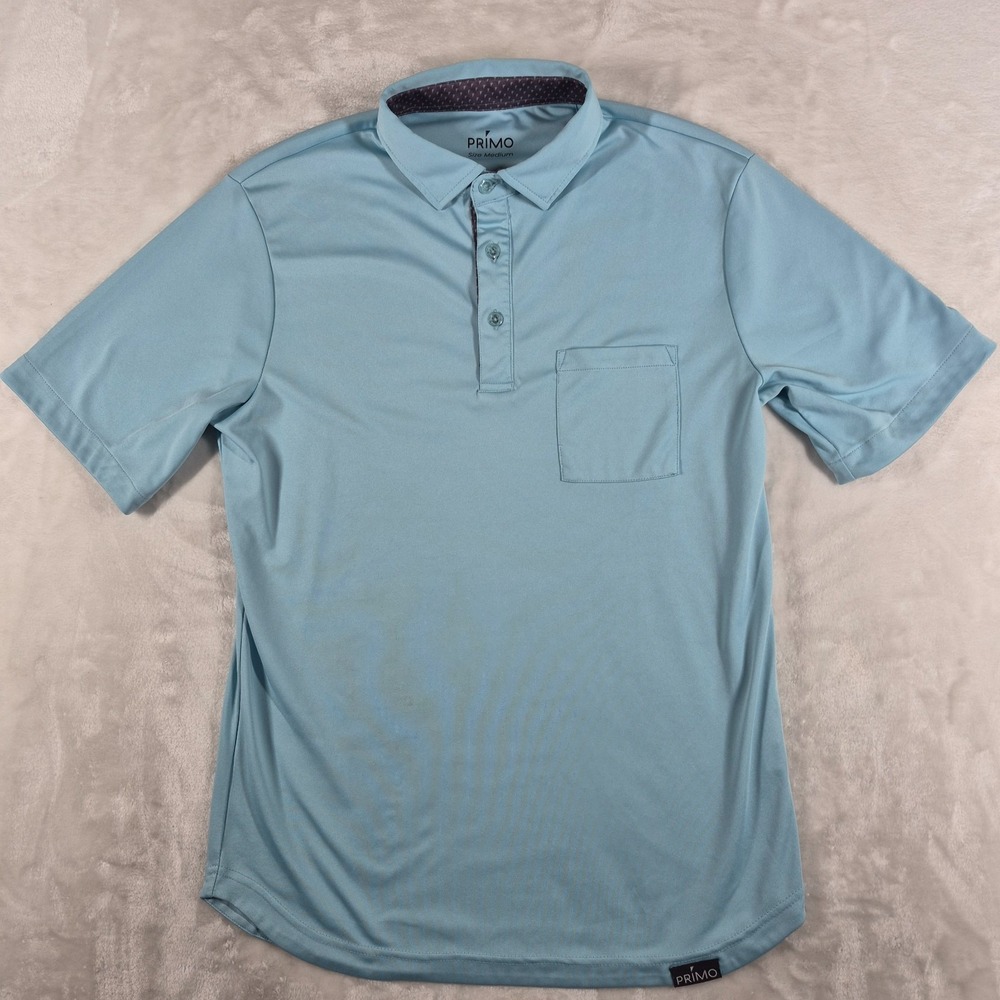 Primo Polo Shirt Men's Medium Blue Performance Golf Short Sleeve Casual Comfort‎